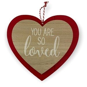 Valentines Wall Hanging YOU ARE SO LOVED Double Layer Heart Wood Plaque 10”X9.6”